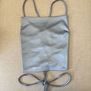 Women’s Going Out Top — light blue, satin, tie back!